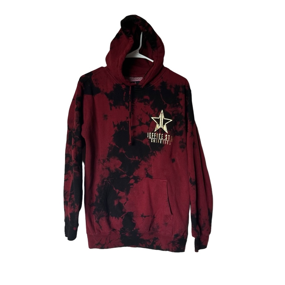 Jeffree Star Cosmetic Red Black Tie Dye Pullover Hoodie size small